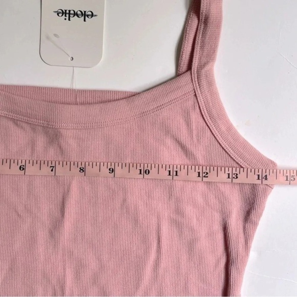 Elodie Womens Ribbed Square Neck Tank Thong Bodysuit Mauve Pink Medium New - Picture 8 of 10